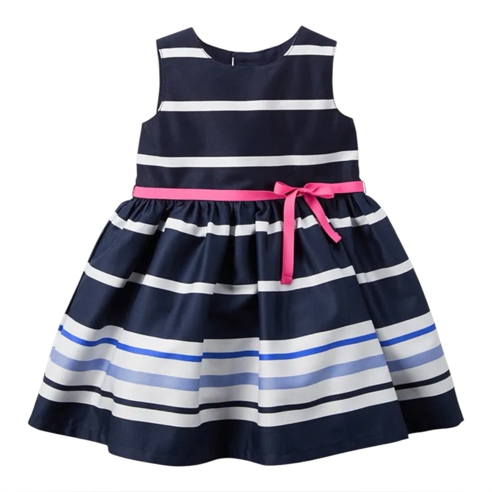 Carter's Baby Girl Dress Blue and White Stripe Sleeveless, Size 6 Months